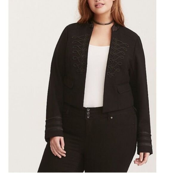 TORRID EMBELLISHED STRETCH MILITARY JACKET Size 00 (M/L) - Picture 1 of 10